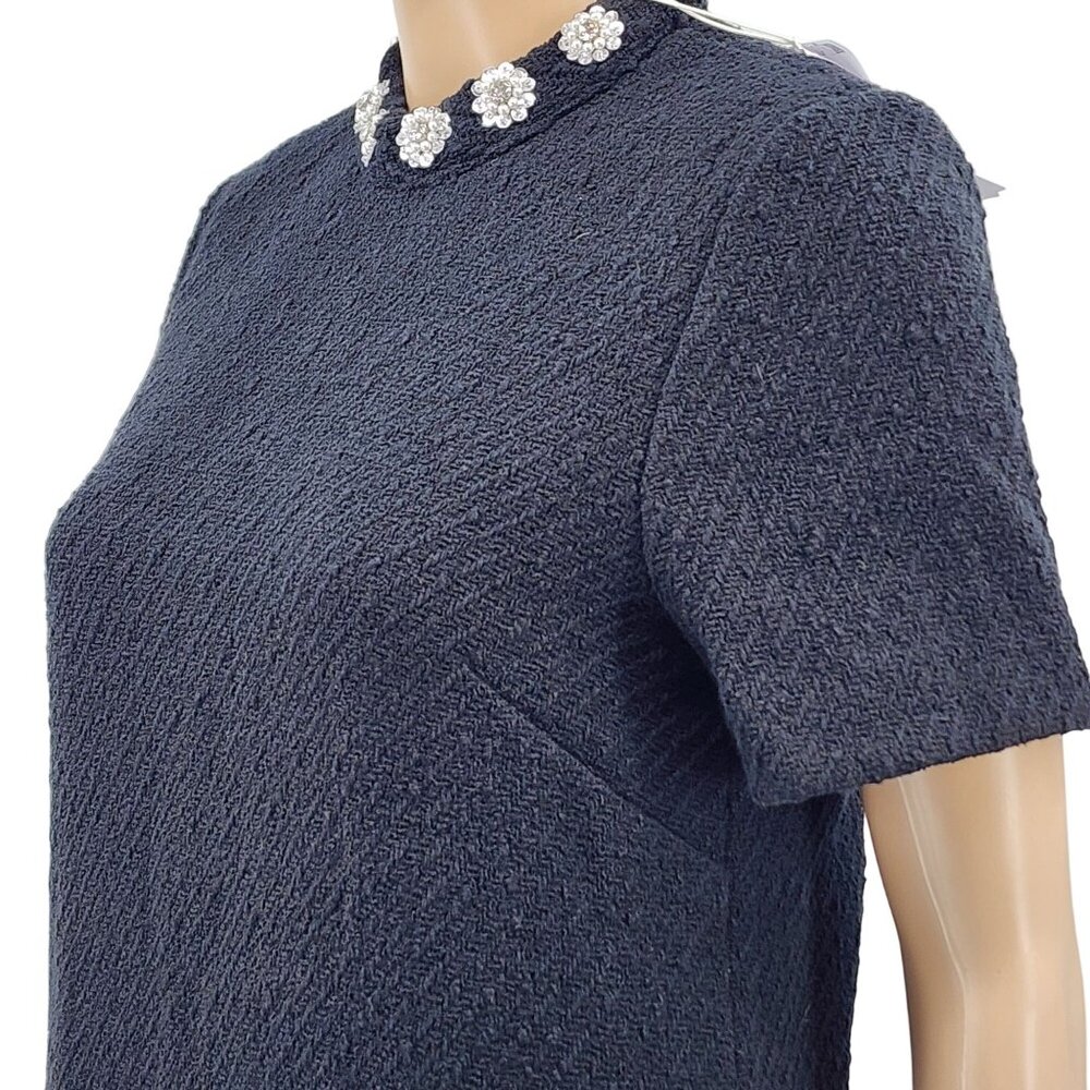 & Other Stories Black Sequin Embelllished Collar Mini Dress, Women's 4